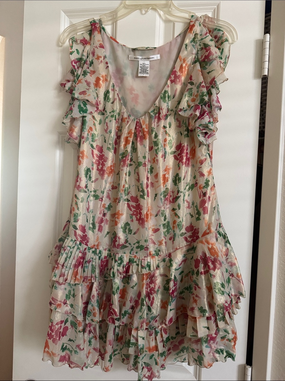 Floral Ruffle Tiered Kids Dress in Cream by No Brand